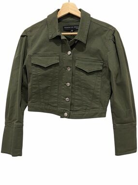 Veronica Beard Cropped Olive Jean Jacket